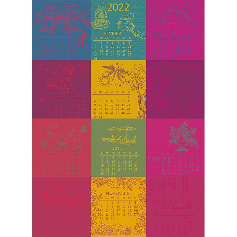 Calendar 2022 french tea towel by Garnier Thiebaut