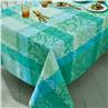 Mille Feuillages turquoise Coated cotton Tablecloth by Garnier Thiebaut