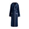 Navy Robe Medium Hooded with matching Hand/Guest towels by Le Jacquard Francais