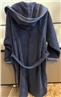 Navy Robe Medium Hooded with matching Hand/Guest towels by Le Jacquard Francais